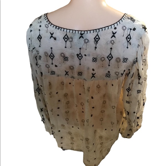 Rachel Zoe Boho Lightweight Cotton Floral Print Embroidered Blouse Size S - Picture 4 of 8